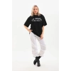 Unisex Baskılı Oversize T-Shirt - Siyah