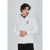 Unisex Baskılı Tam Fermuarlı Kapşonlu SweatShirt - Beyaz