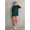 Kadın Düz  Kısa kol Penye T-shirt- Yeşil