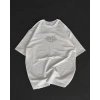 Unisex Bisiklet Yaka Baskılı Oversize T-Shirt - Beyaz