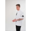 Unisex Bisiklet Yaka Baskılı Oversize T-Shirt - Beyaz
