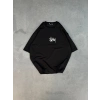 Unisex Bisiklet Yaka Baskılı Oversize T-Shirt - Siyah