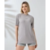 Unisex Bisiklet Yaka Baskılı Slim Fit T-Shirt - Boyalı Gri