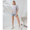 Unisex Bisiklet Yaka Baskılı Slim Fit T-Shirt - Boyalı Gri