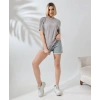 Unisex Bisiklet Yaka Baskılı Slim Fit T-Shirt - Boyalı Gri