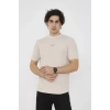 Unisex Bisiklet Yaka Slim fit T-Shirt- Bej