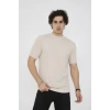 Unisex Bisiklet Yaka Slim fit T-Shirt- Bej