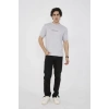Unisex Bisiklet Yaka Slim fit T-Shirt- Boyalı Gri