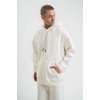 Unisex Double Oversize Kapşonlu Basic SweatShirt - Beyaz