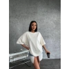 Unisex Düz Biskilet Yaka Oversize T-shirt - Beyaz