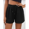 Kadın İki İplik Düz Oversize Şort - Siyah
