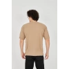Unisex Jakar Kumaş Rahat Kol T-Shirt - Kahverengi