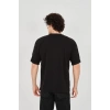 Unisex Jakar Kumaş Rahat Kol T-Shirt - Siyah