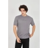 Unisex Jakar Kumaş Slim Fit T-Shirt - Boyalı Gri