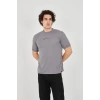 Unisex Jakar Kumaş Slim Fit T-Shirt - Boyalı Gri