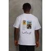 Unisex Oversize Baskılı Bisiklet Yaka T-Shirt - Beyaz