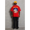 Unisex Oversize Baskılı Bisiklet Yaka T-Shirt - Kırmızı