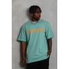 Erkek Baskılı Tişort Kısa Kol Bisiklet Yaka Ovarsize T-Shirt -  Mint Yeşili