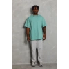 Unisex Oversize Düz Bisiklet Yaka T-Shirt - Mint Yeşili