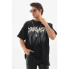 Unisex Oversize Kolye Dahil T-Shirt - Siyah