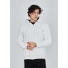 Unisex Tam Fermuarlı Kapşonlu  SweatShirt - Beyaz