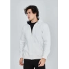 Unisex Tam Fermuarlı Kapşonlu  SweatShirt - Beyaz