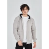 Unisex Tam Fermuarlı Kapşonlu  SweatShirt - Boyalı Gri