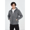 Unisex Tam Fermuarlı Kapşonlu  SweatShirt - Füme