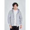 Unisex Tam Fermuarlı Kapşonlu  SweatShirt - Gri