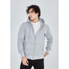 Unisex Tam Fermuarlı Kapşonlu  SweatShirt - Gri