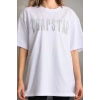 Unisex Taş Desenli Oversize T-Shirt - Beyaz