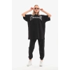 Unisex Taş Desenli Oversize T-Shirt - Beyaz