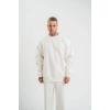 Uzun Kol Bisiklet Yaka Basic SweatShirt - Beyaz