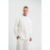 Uzun Kol Bisiklet Yaka Basic SweatShirt - Beyaz