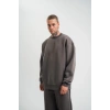Uzun Kol Bisiklet Yaka Basic SweatShirt - Füme