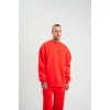 Uzun Kol Bisiklet Yaka Basic SweatShirt - Kırmızı