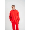 Uzun Kol Bisiklet Yaka Basic SweatShirt - Kırmızı