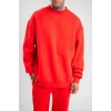 Uzun Kol Bisiklet Yaka Basic SweatShirt - Kırmızı