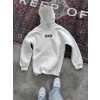 Uzun Kol Kapüşonlu Göğüs Baskılı SweatShirt - Beyaz