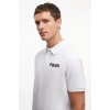 Erkek Yakası Düğmeli Yakalı Pike Baskılı T-Shirt - Beyaz