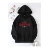 Yılbaşı Merry Christmas Baskılı Oversize Kapüşonlu Sweatshirt Hoodie - Siyah