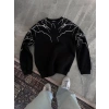 Yıldırım Baskılı Bisiklet Yaka SweatShirt - Siyah
