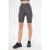 Yüksek Bel Biker Sporcu Şort - Füme