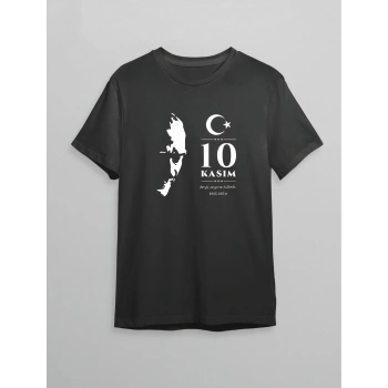 10 Kasım Atatürk Baskılı T-shirt - Siyah