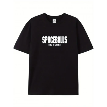 20/1 Penye Compack SPACEBALLS Erkek Baskılı Oversize Bisiklet Yaka Kısa Kol Yazlık T-shirt - Siyah