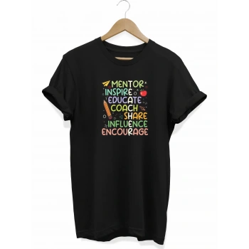 24 Kasım Öğretmenler Günü Hediye Temalı Oversize Bisiklet Yaka T-shirt - Siyah