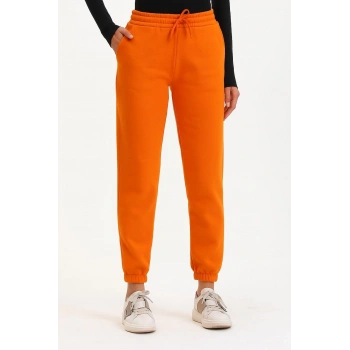 3 iplik şardonlu paça lastikli eşofman turuncu is001