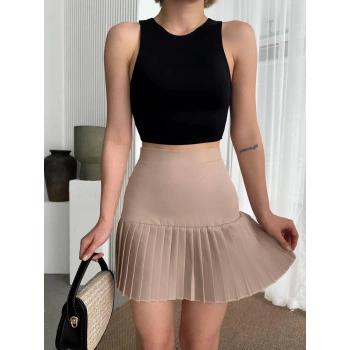 Altı pliseli mini etek