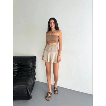 Ayrobin Şortlu Etek - Bej