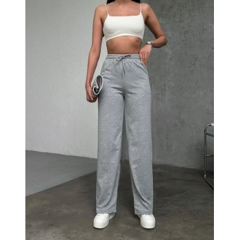 Basic İki İplik Eşofman Pantolon - Gri